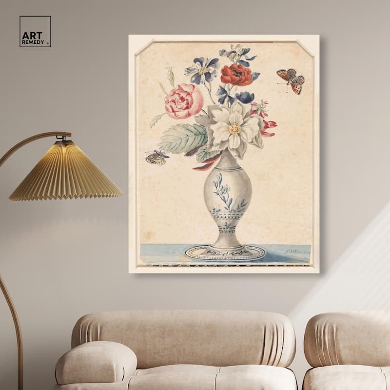 Vase with Flowers II 1850 Canvas by Art Remedy, Gallery Wrapped