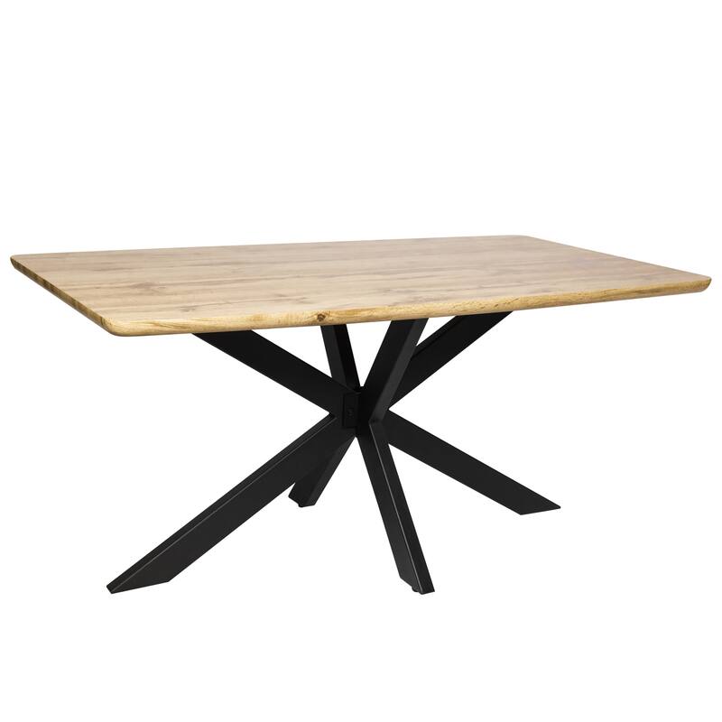 Ravenna Modern 63" Rectangular Dining Table with Solid Wood Top & X-Shape Metal Legs for Home Kitchen Dining Room