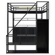 preview thumbnail 10 of 28, Metal Loft Bed with Bulit-in Wardrobe and Storage Staircase, Full Size Loft Bedframe with Locker and Storage Shelves for Kids