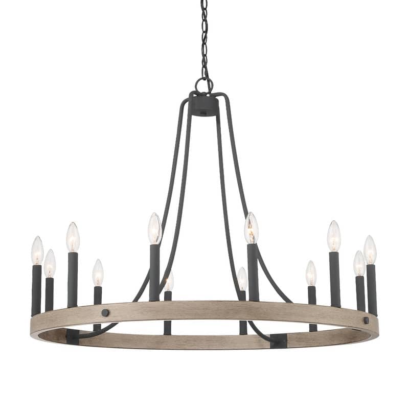 Acroma 12-light Farmhouse Modern Wagon Wheel Chandelier Candle Dining Room Lighting - 34''