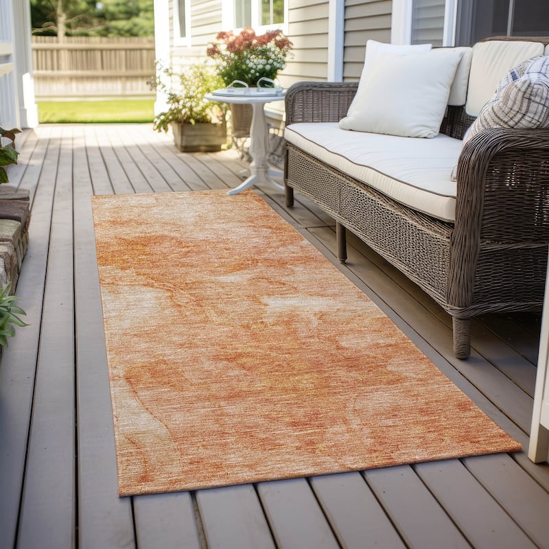Machine Washable Indoor/ Outdoor Chantille Abstract Watercolor Rug