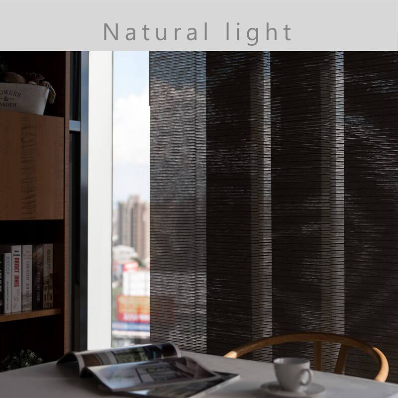 GoDear Design Natural Woven Adjustable Sliding Panel Track Blinds, Vertical Blinds, Timeless Series, 45.8"- 86" W x 96" L