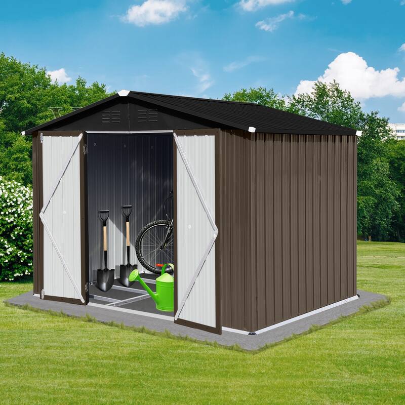 8FT×6FT Metal Garden Sheds Outdoor Storage Sheds Tool Storage