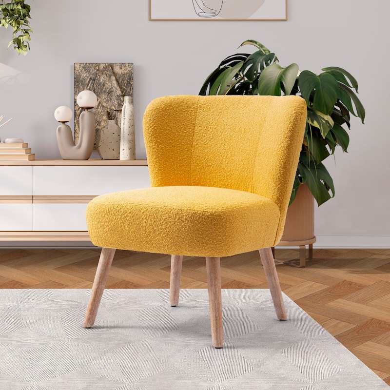 Boucle Polyester Upholstered Armless Accent Chair - Stain Resistant
