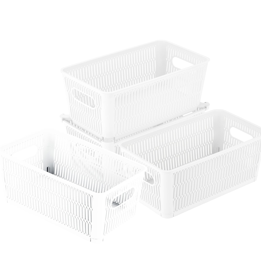 Simplify 2 Stack Slide Storage Tote Baskets White