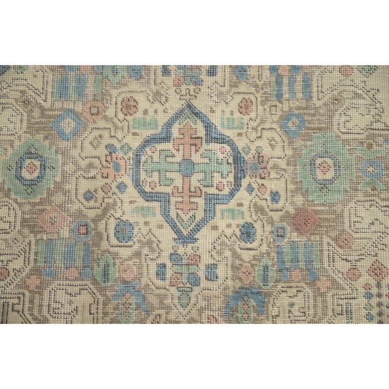 Hand Knotted Oriental 100% Wool Carpet Traditional Floral Beige & Ivories Tabriz Area Rug - 10' 7'' X 7' 9''