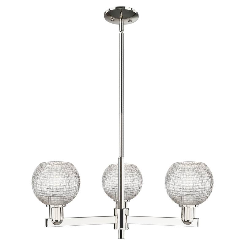Innovations Lighting Endless Possibilities Arcadia - Athens - 3 Light 28" Basketweave Stem Hung Chandelier - Polished Nickel