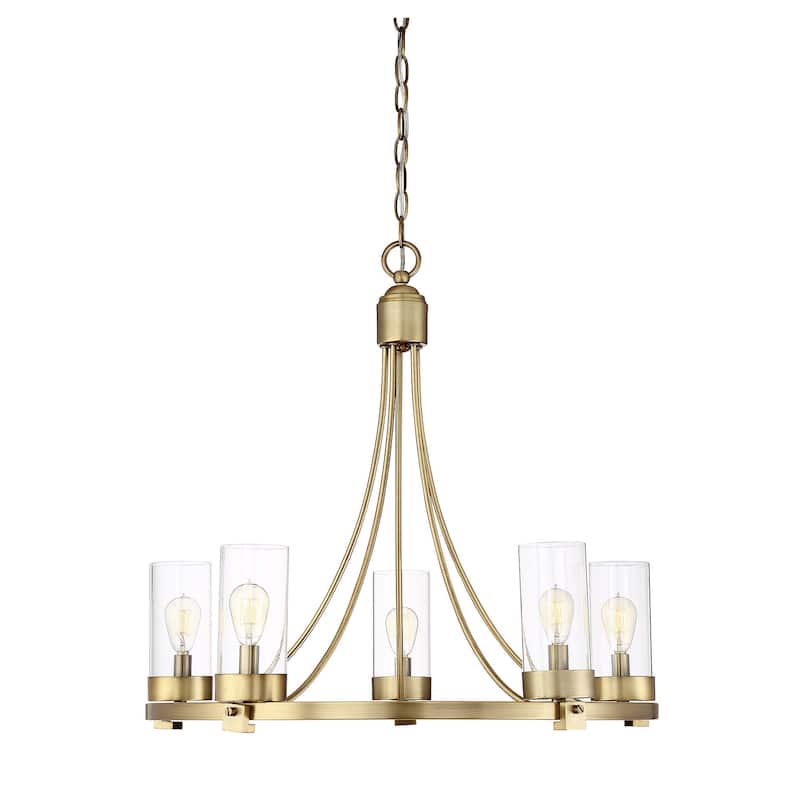 Meridian M10018 5 Light Chandelier - Natural Brass