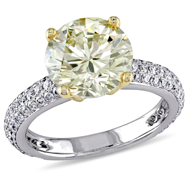 Miadora 3.61ct TW Yellow White Diamond Engagement Ring in 14k Two-Tone Gold