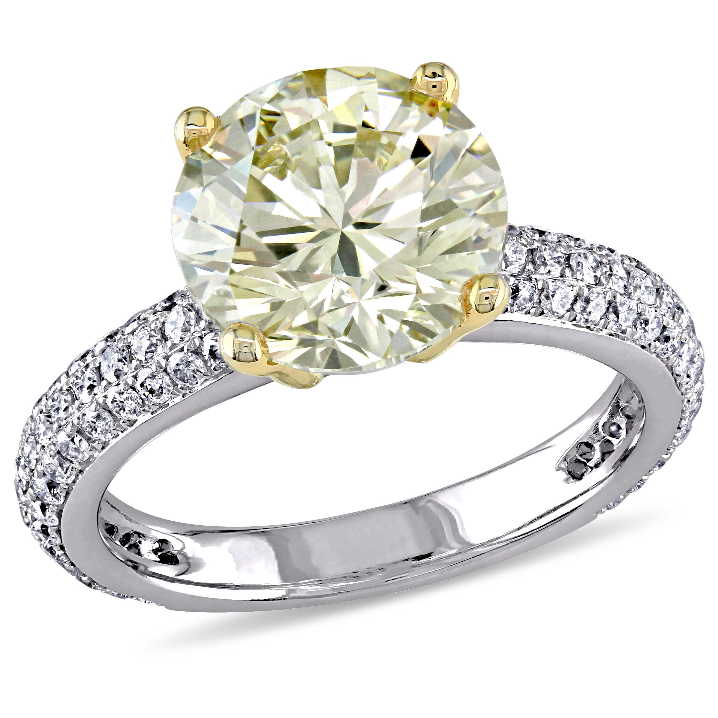 Miadora 3.61ct TW Yellow White Diamond Engagement Ring in 14k Two-Tone Gold