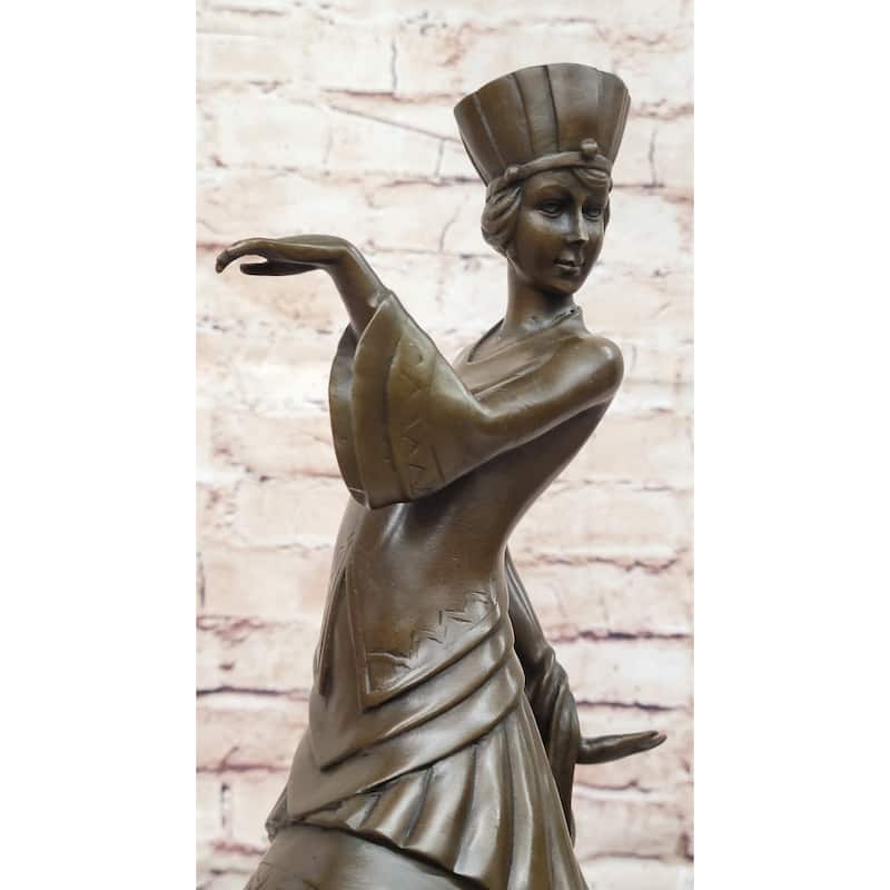 Art Deco Bronze Sculpture Walk Like An Egyptian By Paul Phillipe On Marble Base