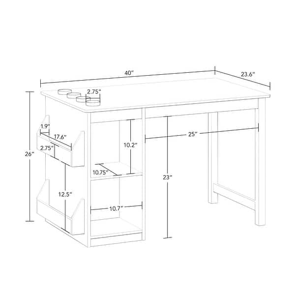 dimension image slide 1 of 2, RiverRidge Kids Playroom Art Activity Table with 2 Cubbies and 2 Bookracks - White with 2 Gray Fabric Bins