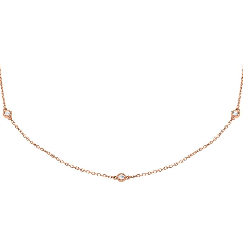Marquee 1/4 Carat TW Bezel Set Diamond Station Necklace in 14K Rose Gold