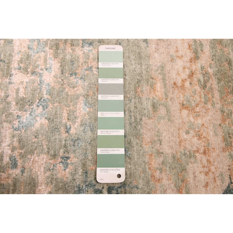 ECARPETGALLERY Hand-knotted Legacy Green Silk, Wool Rug - 2'5 x 11'11