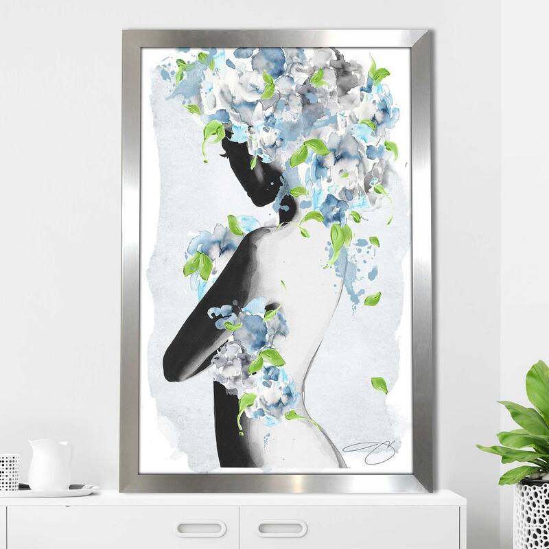 "Nude in Blue Florals" by Jodi Print on Acrylic