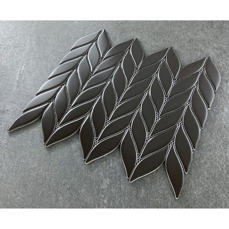 Petal/Leaf Matte Porcelain Mosaic Tile - Wall & Floor Use - 1 Case (15 Sheets)