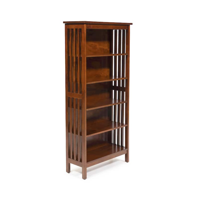 Till Contemporary Oak Solid Wood 5-Open Shelf Media Shelf by Furniture of America