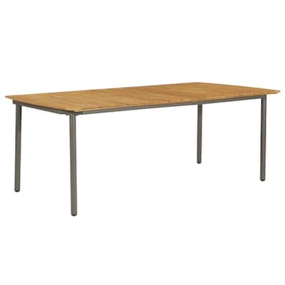 vidaXL Patio Table Garden Outdoor Dining Table Solid Acacia Wood and Steel