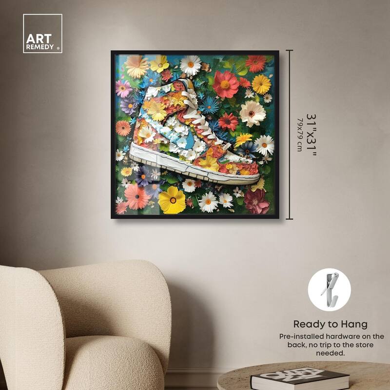 Painted in Floral Sneaker Shadowbox by Art Remedy