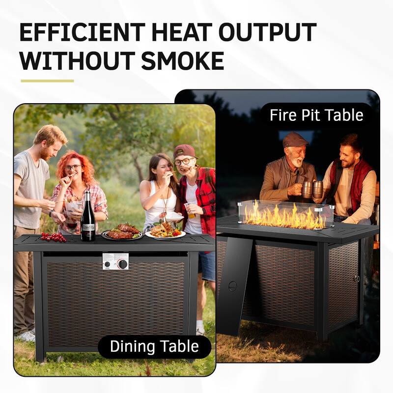 Outdoor Sectional Sofa Ottomans with Fire Pit Table