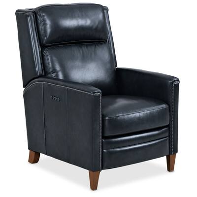 Sibela Power Recliner with Articulating Headrest, Leather, Blue