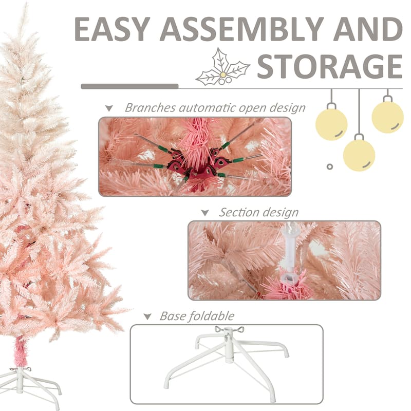 HOMCOM Unlit Spruce Artificial Tree - Realistic Branches, Pink