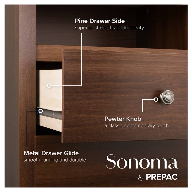 Prepac Monterey 6 Drawer Double Dresser for Bedroom, Wide Chest of Drawers, Traditional Bedroom Furniture