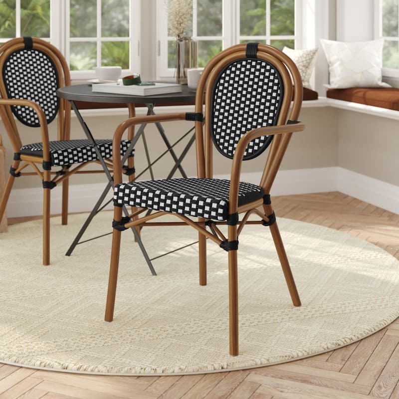 All-Weather Commercial Paris Chair with Metal Frame - BlackWhiteNaturalFrame