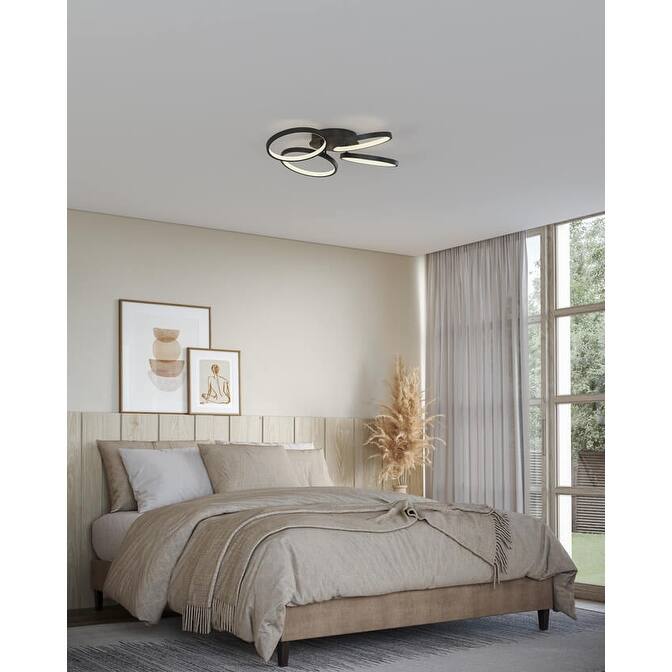 Hover 4 Ring 5CCT LED Flush Mount - 24 Inch - Black