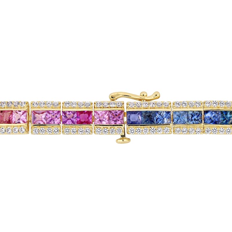 Miadora 14k Gold Multi-Color Gemstone and Diamond Bracelet