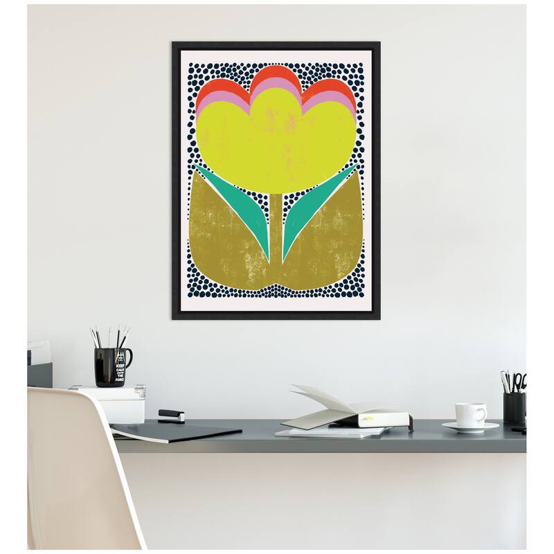Kate and Laurel Triple Bloom by Hannah Beisang Framed Canvas Wall Art Print