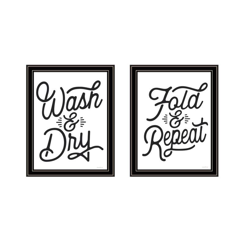 Trendy Decor 4U "Laundry Collection" Printed Framed Wall Art by Lettered & Lined - Black - 14 x 18