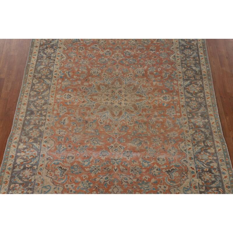 Traditional Najafabad Persian Vintage Rug Hand-Knotted Wool Carpet - 6'11"x 10'5"