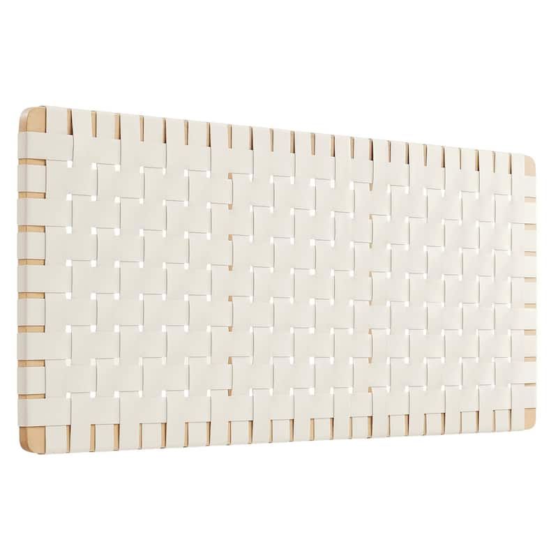 Sparta Wall-Mount Twin/Full/Queen/King Vegan Leather Weave Headboard - Natural Beige