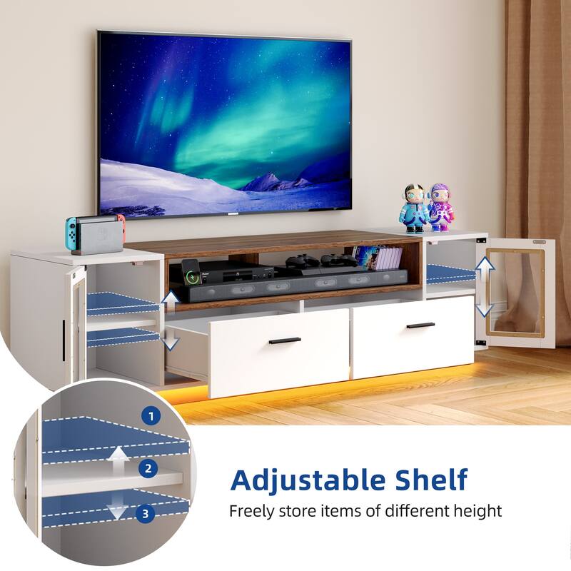 Moasis 63 inch TV Stand with LED RGB Light Entertainment Center for TVs up to 75"