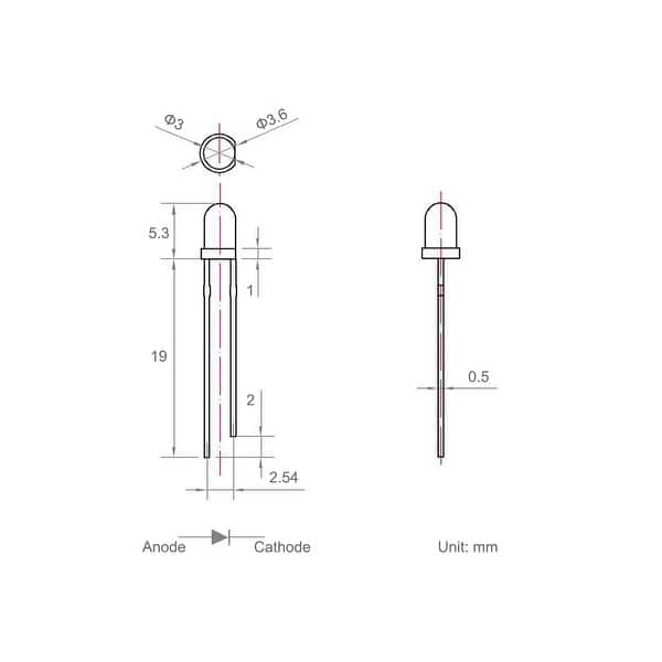100Set 3mm LED Diodes w Resistor, Diffused Blue DC3.03.2V, Round Head