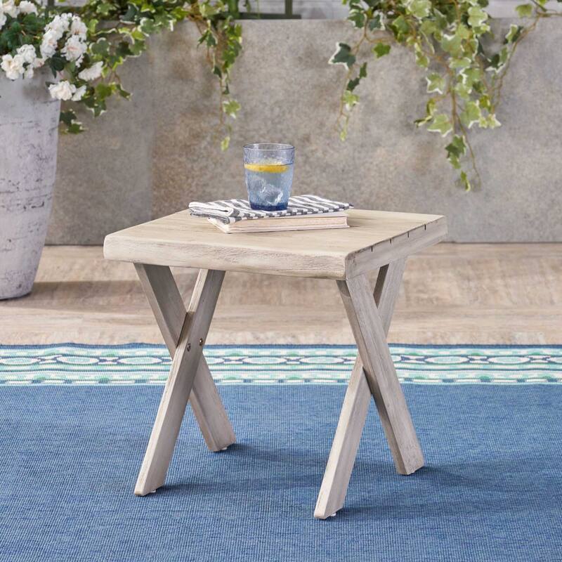 Patio Side Table With A Classic Cross Base