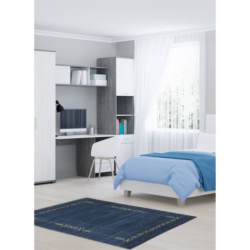 ECARPETGALLERY Hand Loomed Kashkuli Gabbeh Dark Navy Wool Rug - 3'1 x 4'8