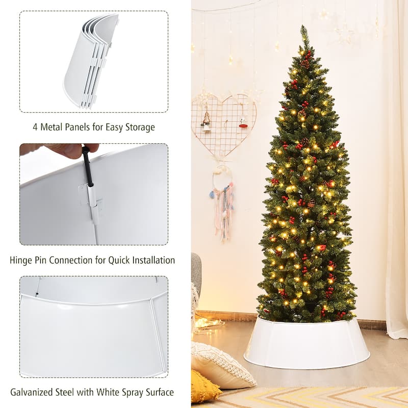 Galvanized Metal Christmas Tree Collar 30 Inch Diameter Base