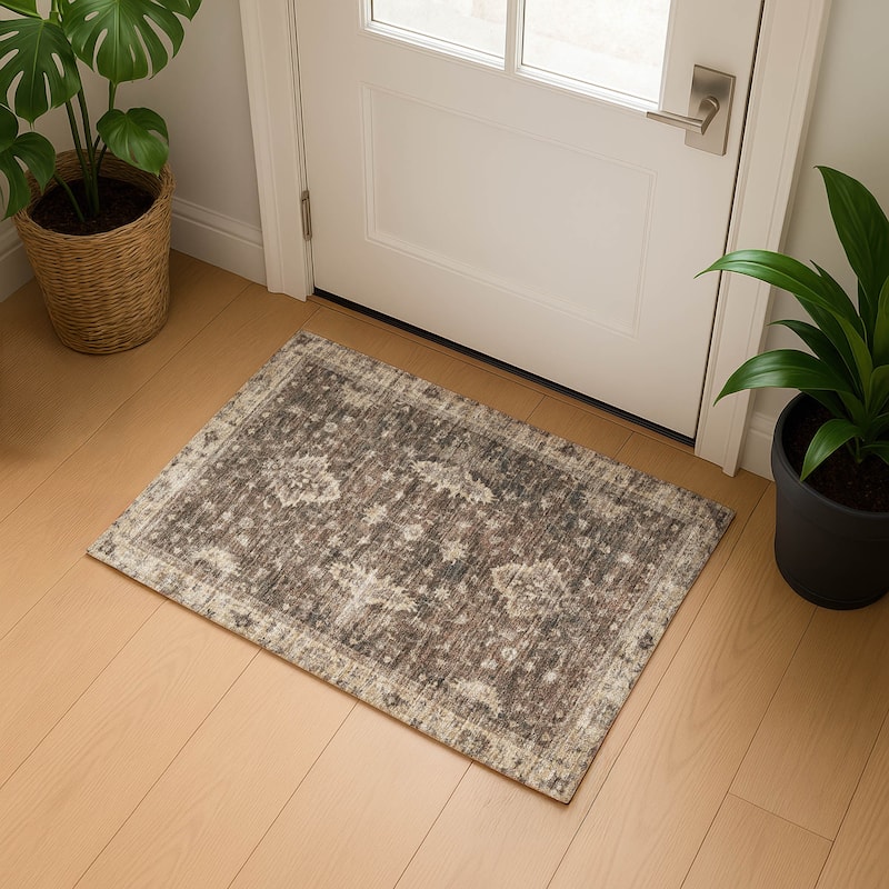 Premium Washable Super Soft Traditional Mayfield Rug - Brown - 1'8" x 2'6"