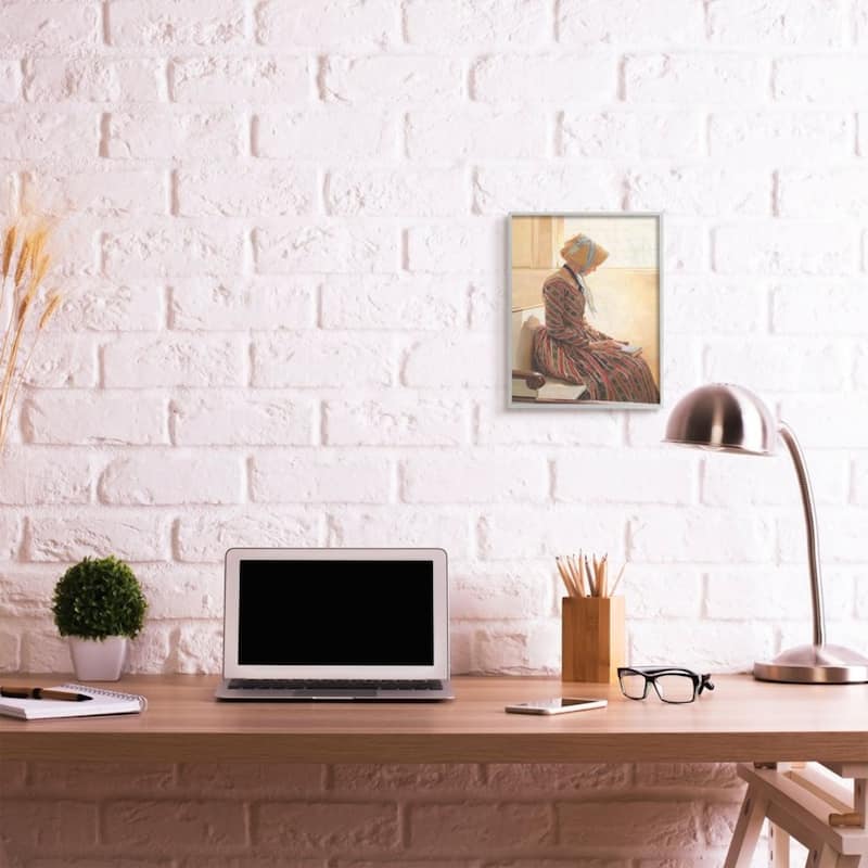 Stupell Female in Traditional Clothing with Book Framed Wall Art
