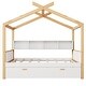 preview thumbnail 8 of 8, White Full Size Kids Bed House Bed with Twin Size Trundle and Bookshelf