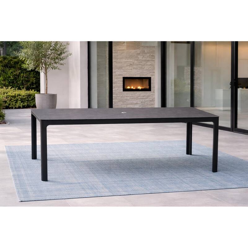 Quay Tribeca Dark Grey 1-Piece Aluminum Outdoor Dining Table with Ceramic Glass Top