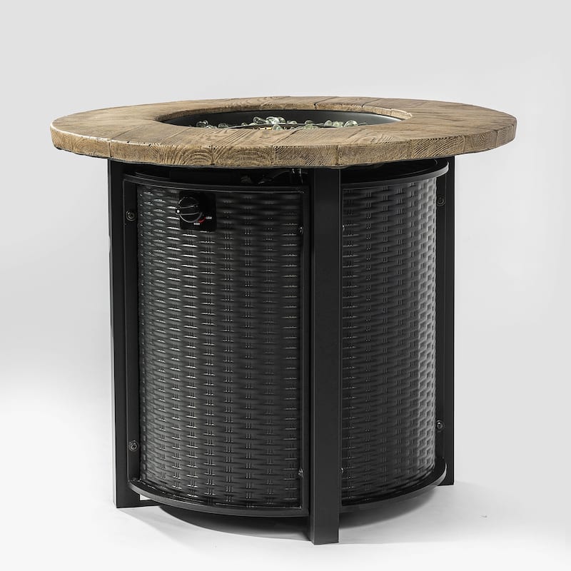 30" Propane Gas Fire Pit Round Steel Table with 50000 BTU