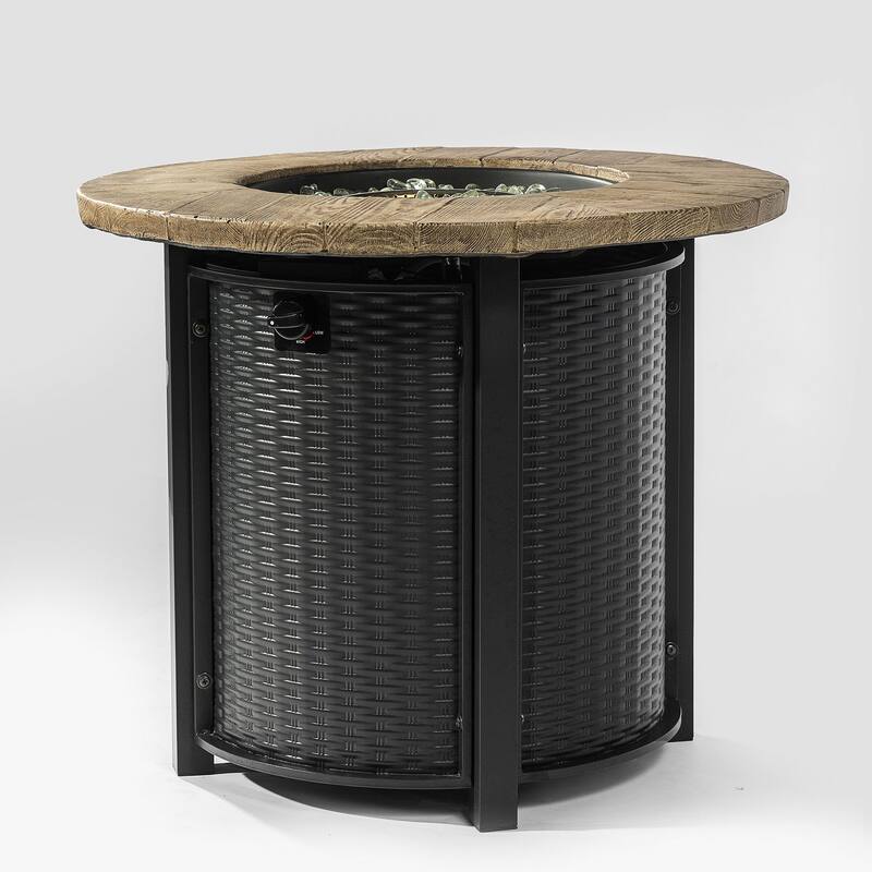 30 in. W x 30 in. D x 24.4 in. H Round Propane Gas Burning Outdoor Fire Pit in Black
