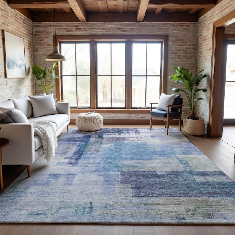 Premium Washable Super Soft Modern Abstract Mayfield Rug - Blue - 2'6" x 3'10"