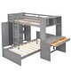 preview thumbnail 9 of 16, Multifunctional Design Loft Bed with Ladder, Wardrobe, Desk and Bookshelves, Full size, Grey