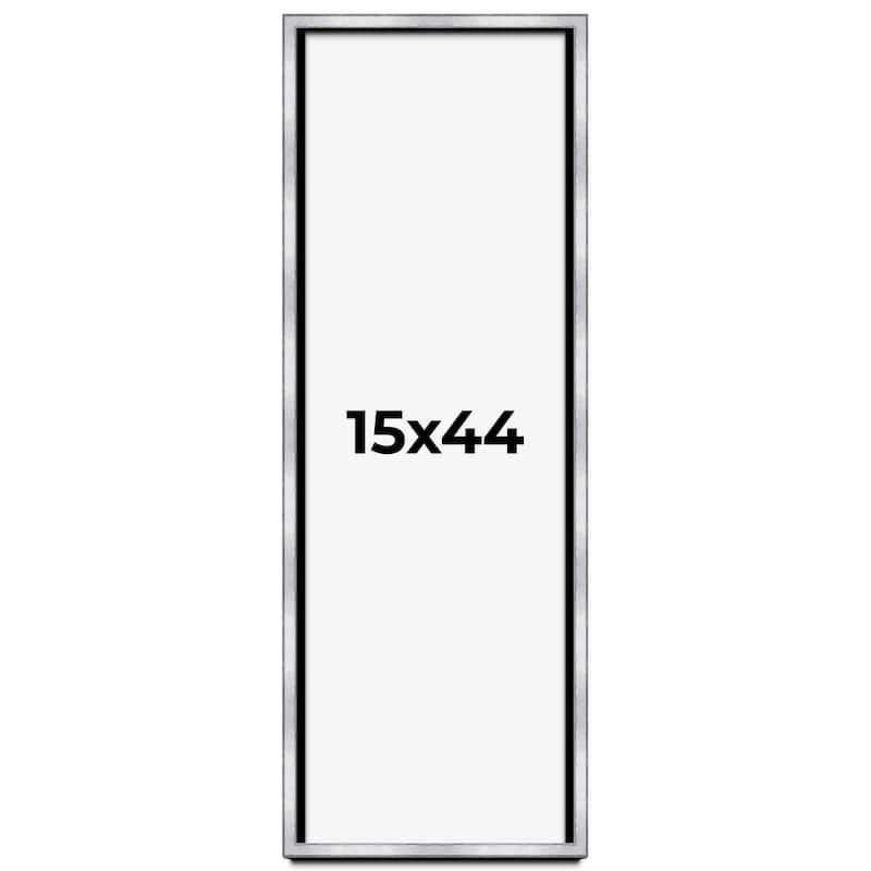 15x44 Shadow Box Frame Silver | 1.375 Inches Deep Real Wood
