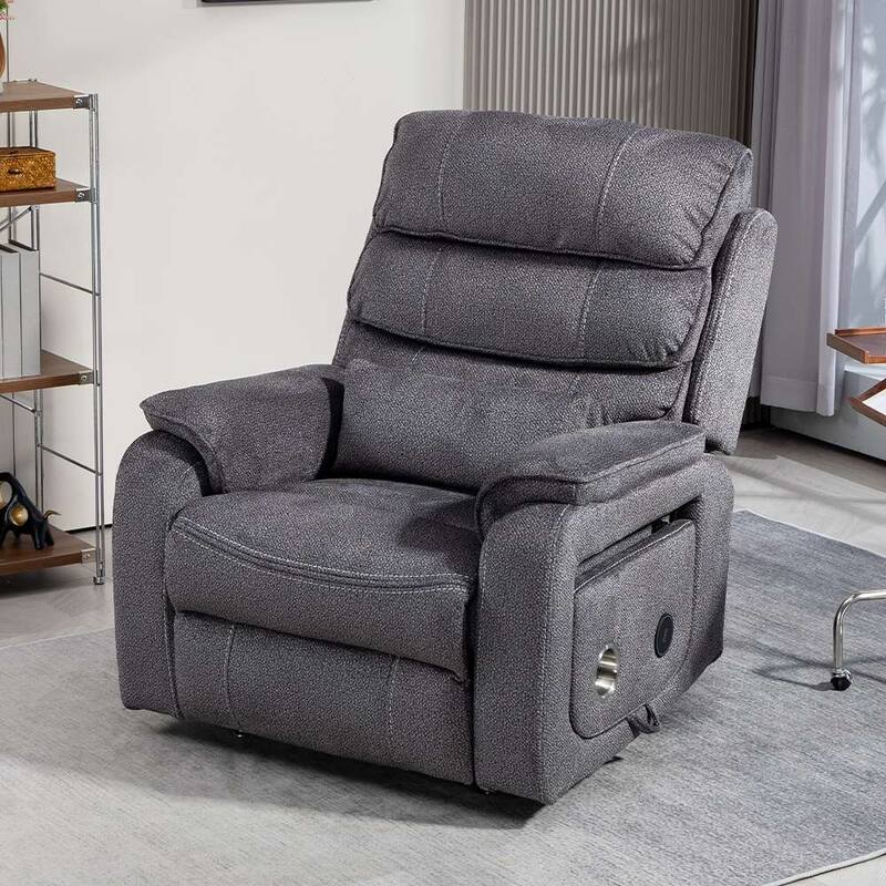 Dual Motor Oversized 180° Lay Flat Chenille Power Lift Recliner Chair with Retractable Tray, Wireless Charge