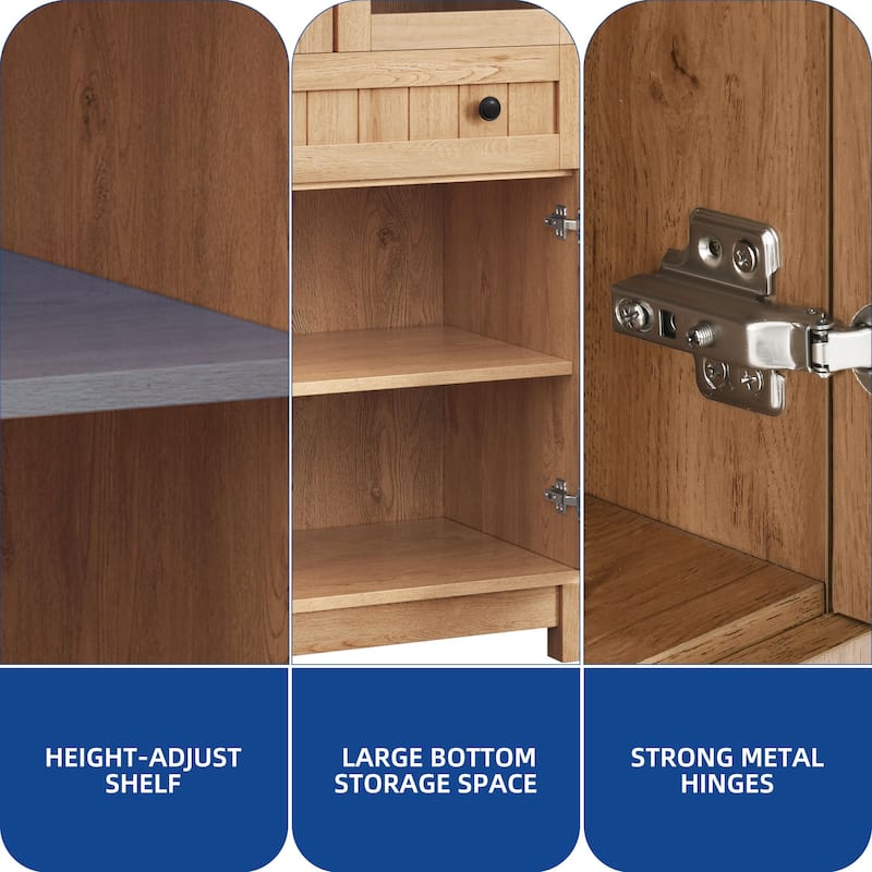 Moasis 71" Tall Farmhouse Arched Kitchen Pantry with Large Drawers And Adjustable Shelves